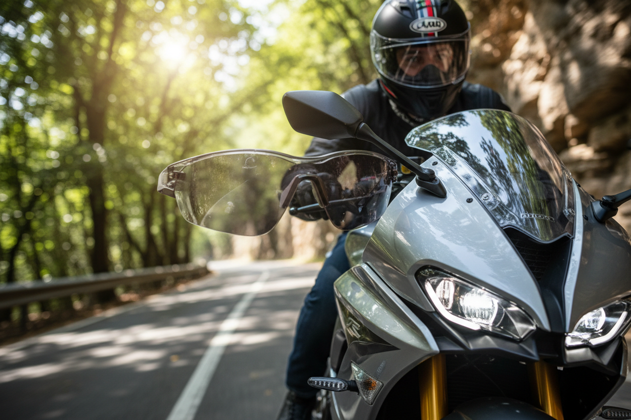 Motociclista con las gafas