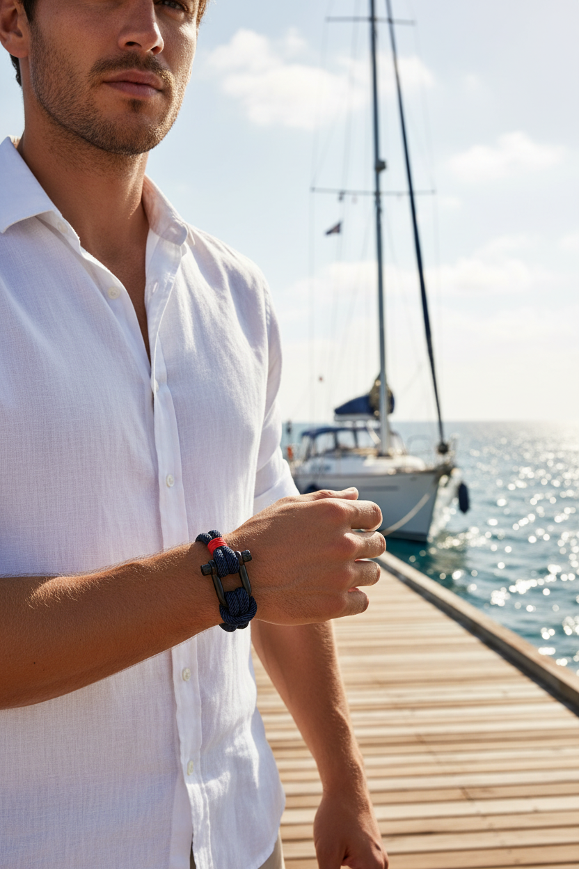 Rocamar Bracelet - Male Nautical Navy Red