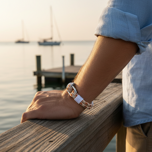 Rope Bracelet en muelle al amanecer
