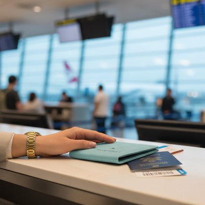 VintageShield en check-in aeropuerto